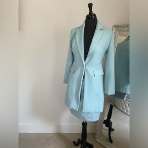 Long blazer skirt suit set
